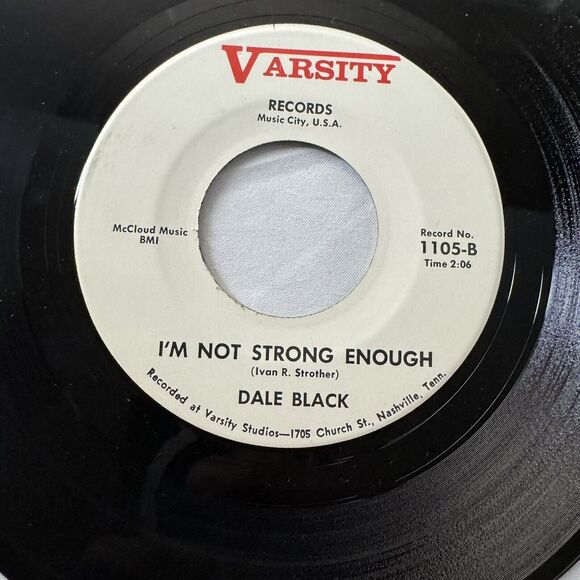 Dale Black Varsity Records VG+/EX 45 Growing Away From Me I’m Not Strong Enough - Picture 5 of 7